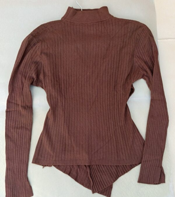 Brown Ribbed Wrap Top