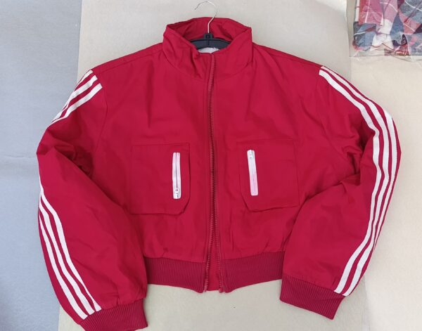 Red Cropped Bomber Jacket