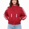 Red Cropped Bomber Jacket
