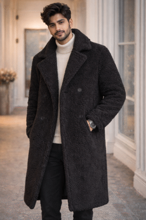 Unisex Onyx Sherpa Overcoat