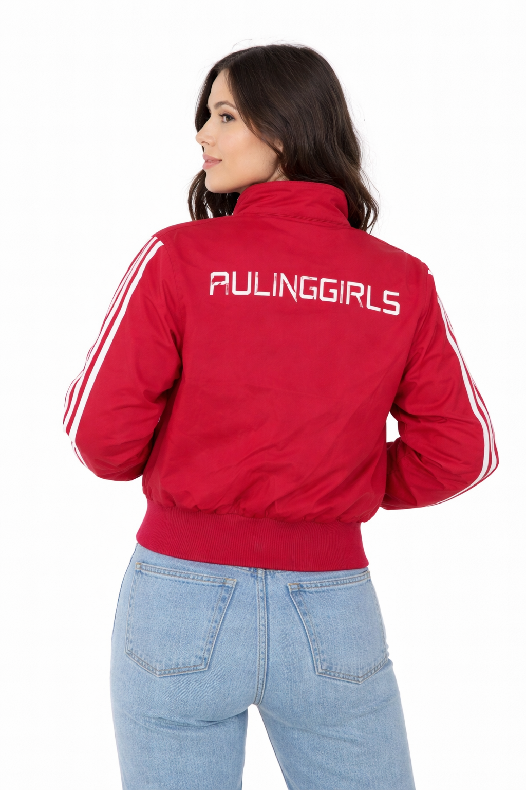 Red Cropped Bomber Jacket